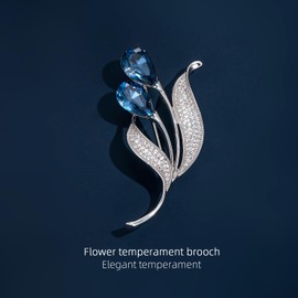 WEMSPF Crystal Brooch Pins for Women Fashion,Flower Vintage Pins,Happy Birthday Gift2202058-白金