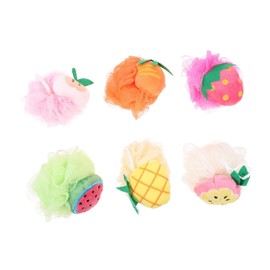 Healvian 6pcs Cute Fruit-shaped Exfoliating Bath Shower Loofah for Boys and Girls Adults Soft Mesh Scrubbers for Relaxing Bath Easy to Use Rich Bubbles