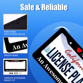Nursing an Awesome Profession License Plate Frame License Plate Stainless Steel Parts Funny License Plate Decorative with Screws Size 12.3" x 6.3" Men Women
