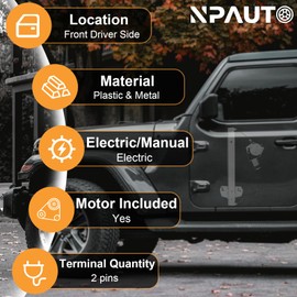 Front Driver Side Power Window Regulator with 2-Pin Motor Replacement for 07-17 Jeep Wrangler 2007 2008 2009 2010 2011 2012 2013 2014 2015 2016 2017, Wrangler JK 2018, Left, 748-912