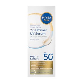 NIVEA Sun Primer 2en1 UV Serum 30ml, Prebase de maquillaje ideal para uso diario                                                                      