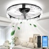 Aphyni Ceiling Fans with Lights and Remote, Crystal-Edged Modern Flush