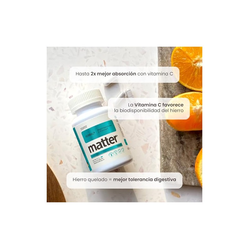 Matter Ferral Bisglicinato Ferroso Quelado Ferrochel Vitamina Suplemento Hierro Alta