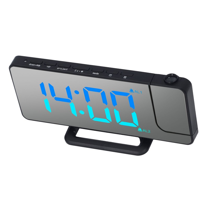 Projection Alarm Clock 7.4 Inch LED Mirror Digital Alarm Clock