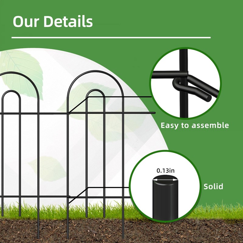 FOREHOGAR Garden Fence Border 32inX20ft Black Metal Wire Garden Fencing
