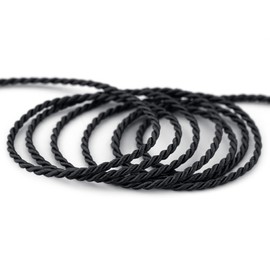 3 m x 2 mm Cord Black Decorative Twist Cord with Shiny Cord Silk Cord Twisted Cord without Wire for Decorating Crafts Sewing Decorative Cord