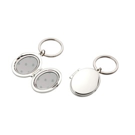 Gravuren Feller Silver-Plated Locket Keyring Oval Shape Approx. 4.5 x 3.5 cm, silver