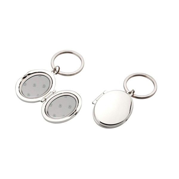 Gravuren Feller Silver-Plated Locket Keyring Oval Shape Approx. 4.5 x