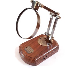 Vintage Style Desk Top Channer Magnifier Nautical Brass Magnifying Glass on Wooden Stand Christmas Gifting Item