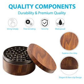 KINGTOP Grinder, Large 3" Spice Grinder (Wood Grain Brown)