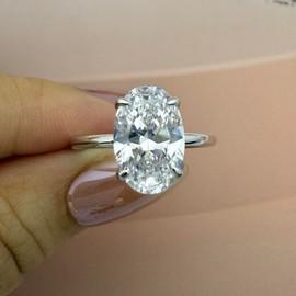 Aurogem 3.5 Carat Oval Cut Diamond SolitaireRing-925 Sterling Silver With Gold/Gold Plating,.FauxDiamond Engagement Ring, Travel RingforWomen, Elegant Promise Ring, Cubic ZirconiaOvalRings for Women (White Gold, 8)