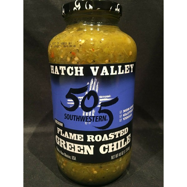 40oz Jar Hatch Valley 505 Southwestern Flame Roasted Napa Green Chile New Mexico