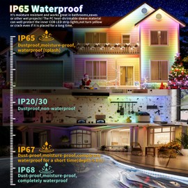 PAUTIX RGB Smart IC COB LED Strip Light IP65 Waterproof Addressable 24ft/7.5m,720LEDs/m UL-Listed 24V Chasing Color Strip Light Color Changing Flexible Tape Light(Without Controller&Adapter)