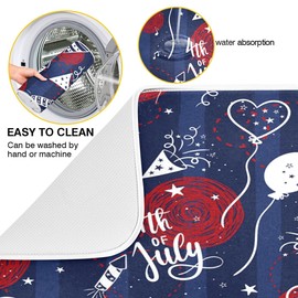 Double-sided Dish Drying Mat 4th Of July Kitchen Counter Mat Extra Large 18x24 Independence Day Absorbent Dishes Pad Dish Drainer Mat