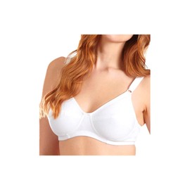 Leading Lady Women's Plus-Size Latex Free Cotton Bra, White, 36 B
