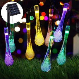 SOWAZ Solar String Lights 30 LED Water Drop Solar Waterproof Lights