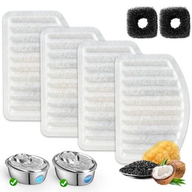 ORSDA Cat Water Fountain Filters, ONLY for D36/D66 Cat Fountain With Water Level Window, Carbon Resin Filters Pet Fountain Dog Water Dispenser Filters Replacement with Pump Sponges(4filters+2sponges)