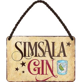 WOGEKA ART Retro Tin Sign – Simsala Gin – Funny Saying as a Gift Idea for Birthday Christmas Decoration 18 x 12 cm Vintage Design Metal Hanging Sign HS187