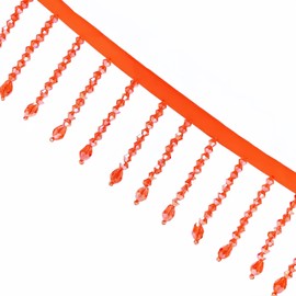 2 Yard Rhinestone Ribbon Tassel Irregular Rhinestone Fringe Tassel Crystal Beaded Fringe Trim Sewing Beaded Fringe for Curtain Lampshades and DIY Clothing Wedding Decoration (Orange)