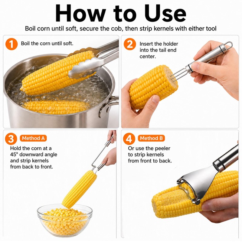 Corn Peeler for Corn on the Cob, 2026 Upgraded 3PCS
