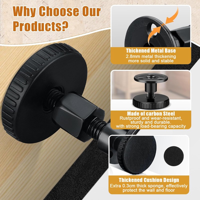 HhBdy Headboard Stoppers Black Bedside Fixer 4Pcs Headboard Fixings Adjustable