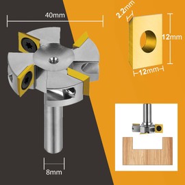 SpeTool Nickel-Plated Face Milling Cutter 8 mm Shank 40 mm Face Cutter for Routers Reversible Plates Spoilboard 4 Flutes CNC Face Milling Cutter for Wood with ATS Coating