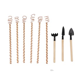 6PCS Electroculture Plant Stakes 10 Inch Natural Wood Stake Wrapped with Copper Coil Gardening Antennas for Growing Garden Plants Vegetables