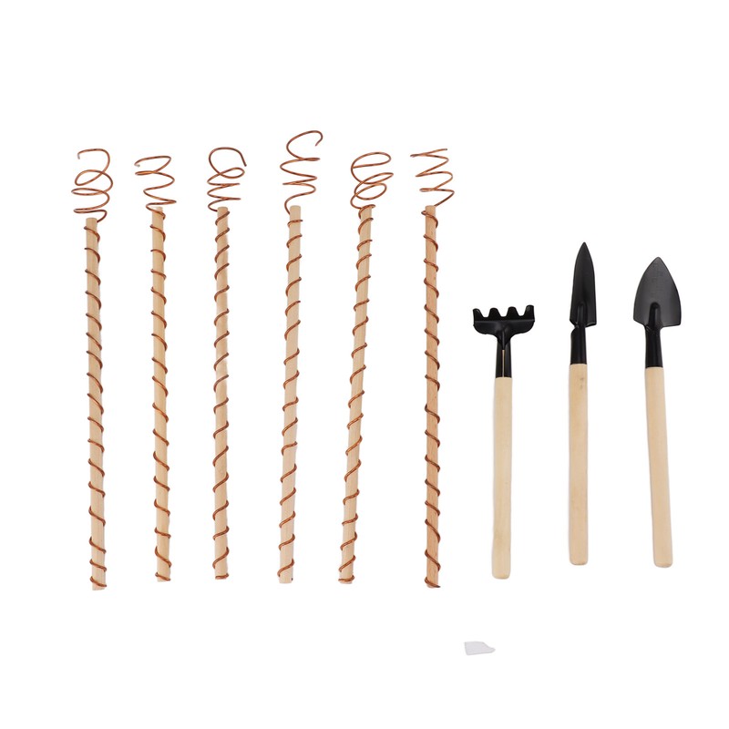 6PCS Electroculture Plant Stakes 10 Inch Natural Wood Stake Wrapped