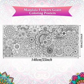 PHOGARY Giant Coloring Poster Large Wall Coloring Tablecloth Mandala Coloring Poster Jumbo Coloring Flower Posters for Wall Decoration Bedroom Living Room Classroom Decor DIY Painting Crafts