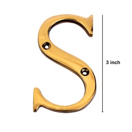 eSplanade - Brass House Hotel Door Name Alphabets - Wall Door Plaque Letter Alphabet - 3" Inches - Golden ("A" Alphabet) ("S" Alphabet- 3")