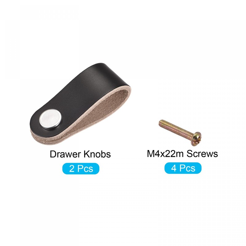sourcing map Leather Drawer Pulls, 5.63" 2Pcs Surface Leather Furniture