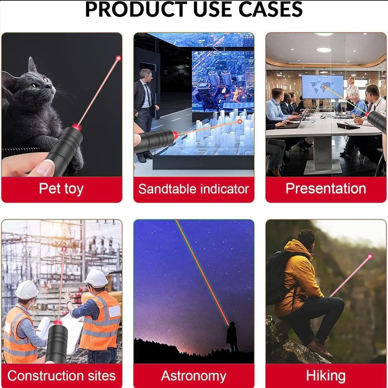 IVVTRYI Red Laser Pointer USB Charging Office Teaching Flashlight Laser