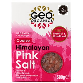 Geo Organics Pure Himalayan Pink Salt Crystals 500g (Pack of 6) | 100% Natural Salt & Unrefined | Harvested Using Sustainable & Eco-Friendly Practices - Contains 84 Minerals (Coarse Pink Salt)