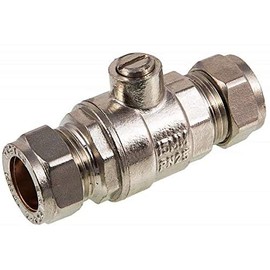 Pack of 2 Chrome Plated 15mm Full Flow Bore Isolating Isolation Valve Heavy Pattern Compression Joint