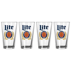 Boelter Brands Miller Lite "Full Color Crest" Pint, 16-ounce, 4-Pack