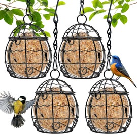 Fat Ball Feeders Hanging, 4 PACK Metal Fat Ball Bird Holder, Hanging Bird Feeder for Outdoor Garden Wildlife Birds Finch Sparrow Robin