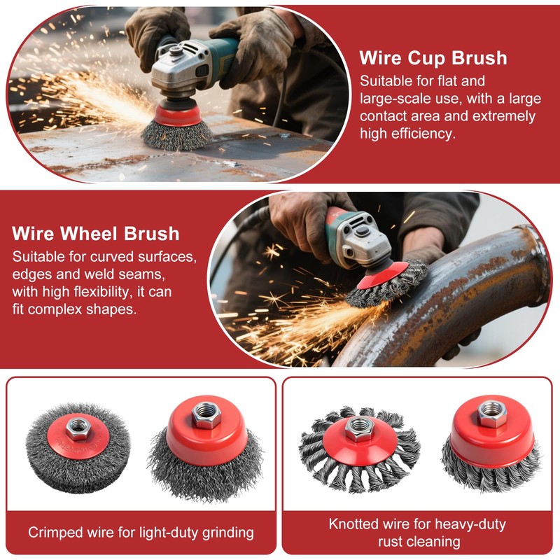 Aigreat 8PCS Wire Wheel Brush for Angle Grinder, Wire Wheels