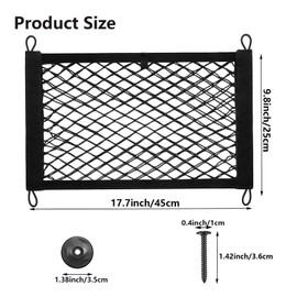 MOODKEY 2PACK Small Cargo Nets Elastic Stretchable Pocket Storage Mesh Net Universal Automotive Cargo Netting Storage Pouch with 8Pcs Mounting Screws&Hooks for Car Truck SUV Boats (17.7x9.8 Inch)