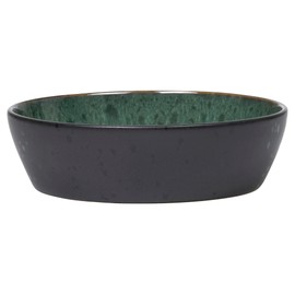 BITZ Stoneware Soup Bowl, 18 cm Diameter, Black/Green