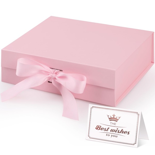 Hianjoo 10.2x7.5x3.1" Gift Box, Collapsible Gift Boxes with Ribbon and