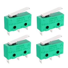 uxcell 4PCS KW4-3Z-3 Micro Limit Switch SPDT NO NC 3 Terminals Momentary Short Straight Lever Type Green
