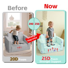 ZenKitch Kids Couch, 2-in-1 Toddler Sofa Fold Out, Soft Toddler Chair for Boys and Girls, Convertible Sofa to Lounger- Ideal for Napping, Reading, and Playing