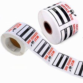 Oil Change Service Reminder Stickers - 300 Pcs 2x2 Black, Next Service Due Roll, Removable Vinyl Peel & Write, No Residue Car Sticker