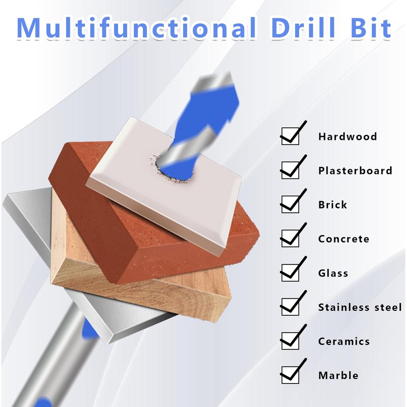 VINEST 7 Pieces Alloy Drill Bit Sets, 3/4/5/6/8/10/12mm Spiral Metal