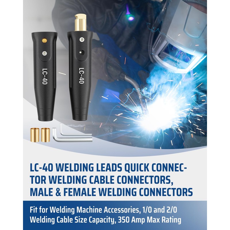 2 Pack LC-40 Welding Lead Quick Connector Fit for MIG/TIG/Stick