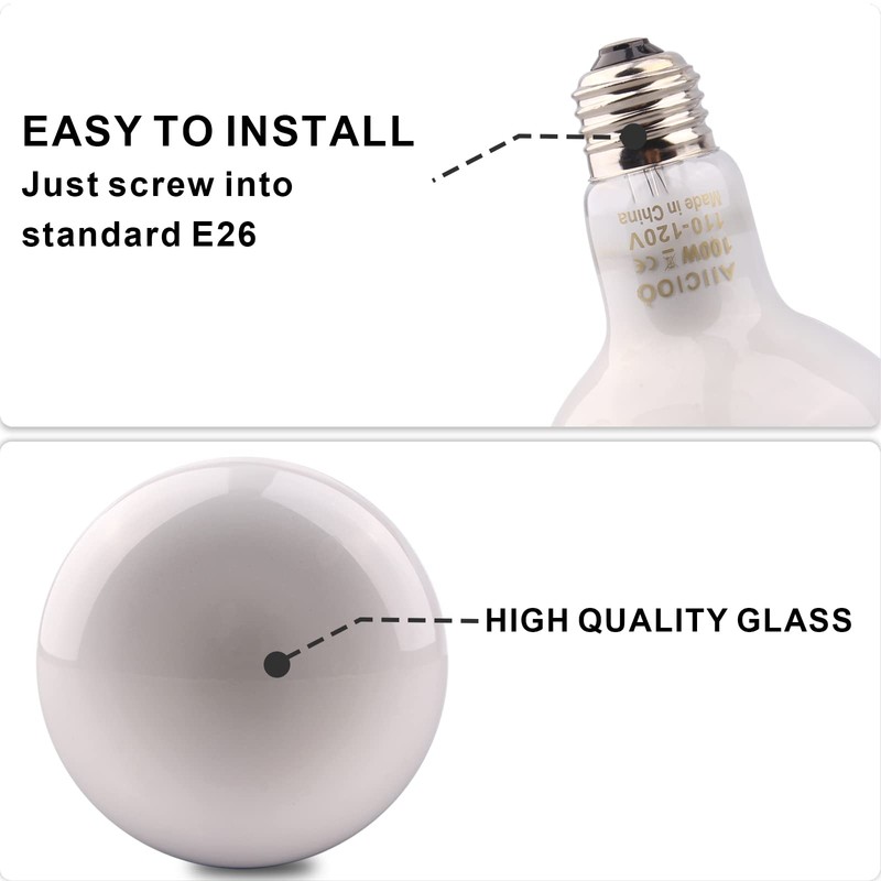 Aiicioo Reptile Basking Light Bulb - 100W Reptile Heat Lamp