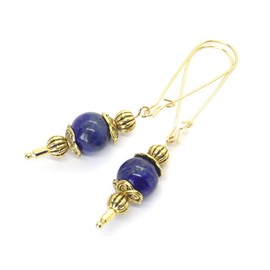 Thurcolas-Ohrringe im Vintage-Stil aus blauem Lapislazuli, montiert auf goldenen Creolen