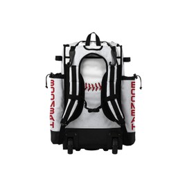 Boombah Superpack Hybrid Rolling Bat Bag - Baseball 2.0 Bat Pack White/Red/Black - Wheeled & Backpack Version