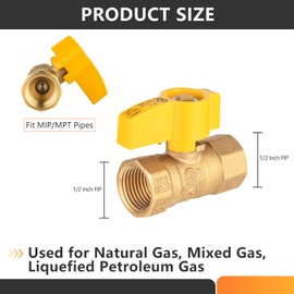HeSun 10-Pack Straight-Flare Gas Ball Valve,1/2 Inch FIP x 1/2 Inch FIP Connection, 1/4 Turn Brass Gas Shut Off Ball Valve