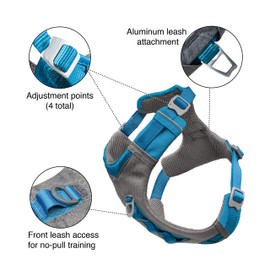 Kurgo Journey Air Dog Harness, Vest Harnesses for Dogs, Pet Hiking Harness for Running & Walking, Reflective, Padded, Includes Control Handle, No Pull Front Clip (Orange, Small)